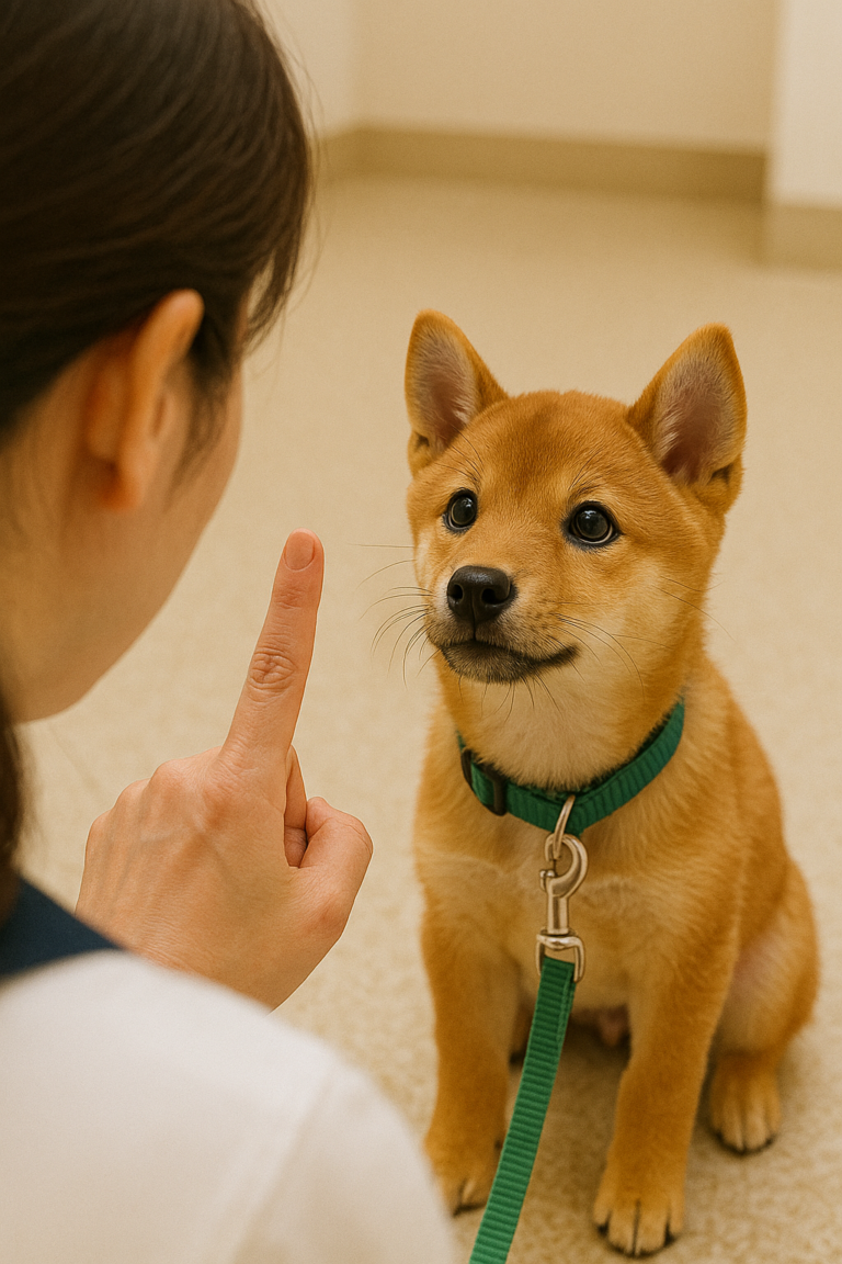 子犬のしつけ中
