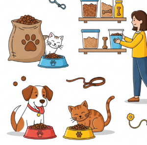 ペットフードを食べている動物